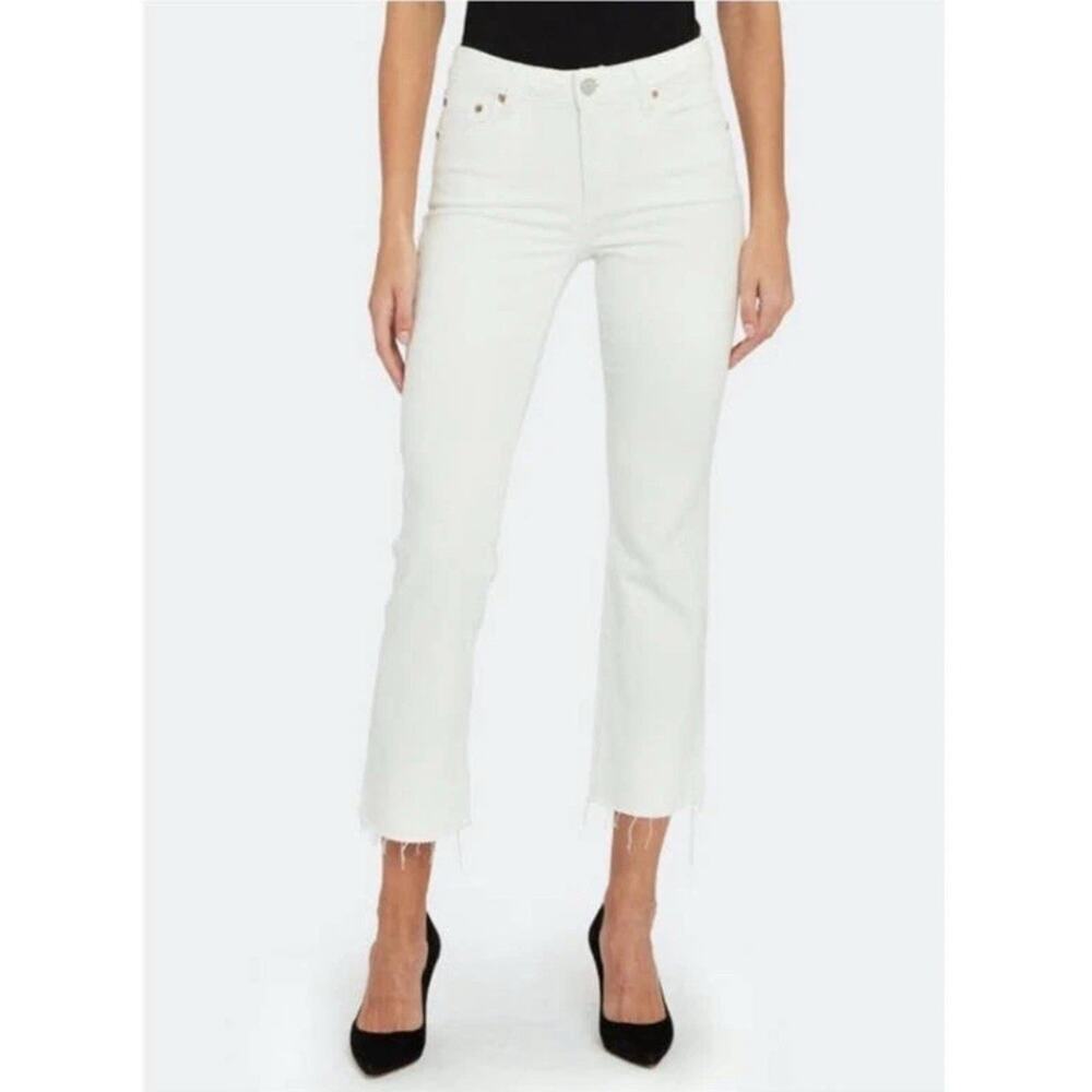 Trace White Collette Kick Flare Raw Hem Jeans Sz 28